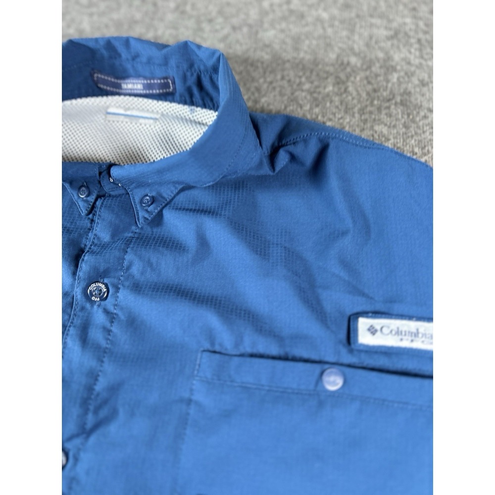 Columbia Tamiami Shirt Mens 4XL 4xf  Blue Short Sleeve Fishing Omni Shade